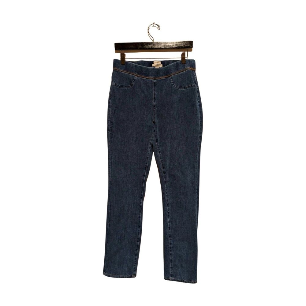 LL Bean Blue Jeans Pull On Elastic Waist Classic Fit Comfort 12 L Exc